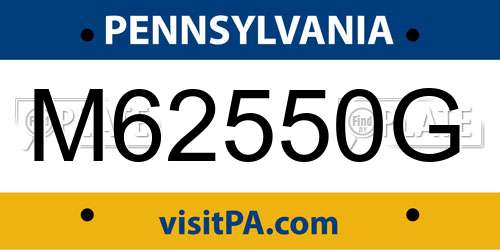 M62550G Pennsylvania License Plate