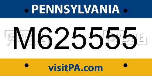 M625555 Pennsylvania License Plate