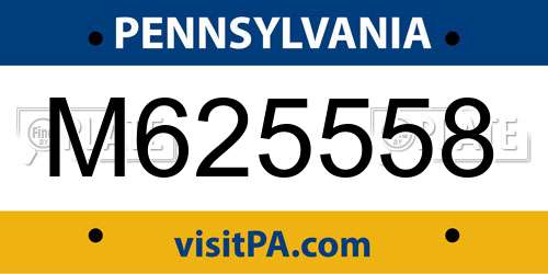 M625558 Pennsylvania License Plate