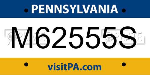 M62555S Pennsylvania License Plate