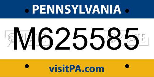 M625585 Pennsylvania License Plate
