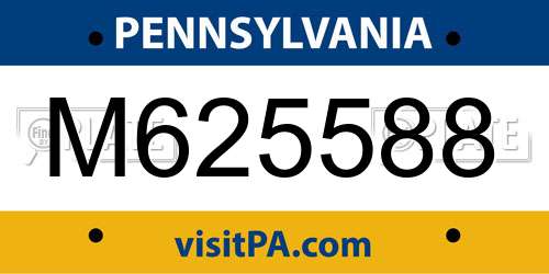 M625588 Pennsylvania License Plate
