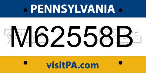 M62558B Pennsylvania License Plate