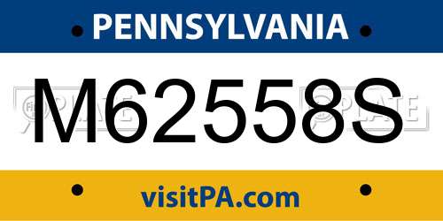 M62558S Pennsylvania License Plate