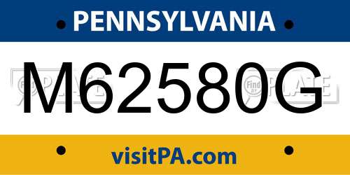 M62580G Pennsylvania License Plate