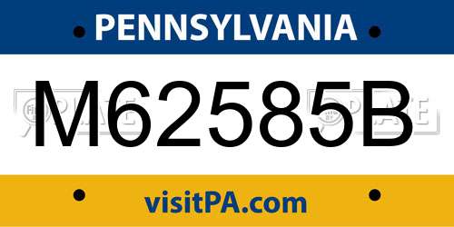 M62585B Pennsylvania License Plate