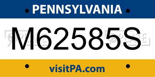 M62585S Pennsylvania License Plate