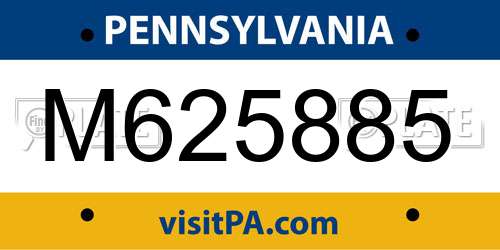 M625885 Pennsylvania License Plate