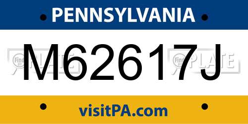 M62617J Pennsylvania License Plate