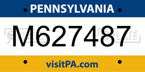 M627487 Pennsylvania License Plate