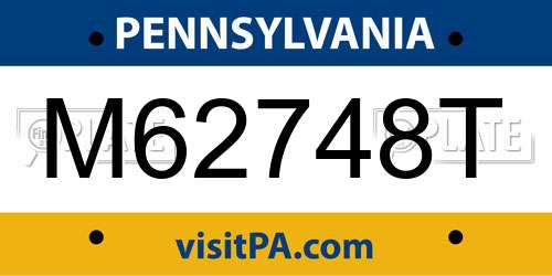 M62748T Pennsylvania License Plate