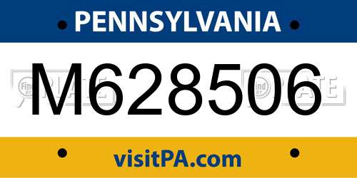 M628506 Pennsylvania License Plate