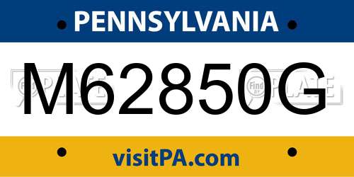 M62850G Pennsylvania License Plate