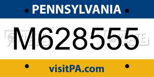 M628555 Pennsylvania License Plate