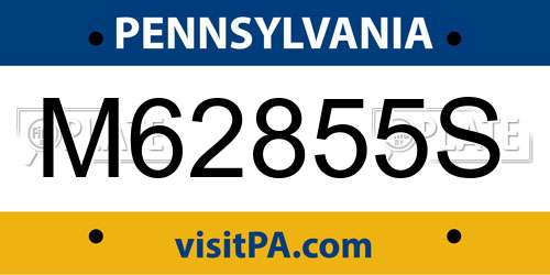 M62855S Pennsylvania License Plate
