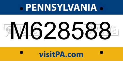 M628588 Pennsylvania License Plate