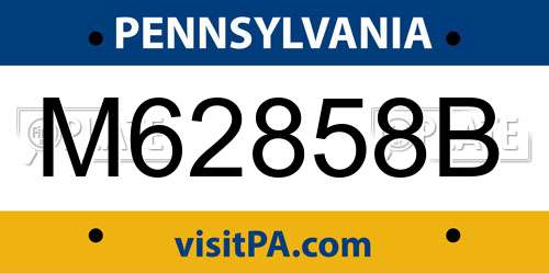 M62858B Pennsylvania License Plate