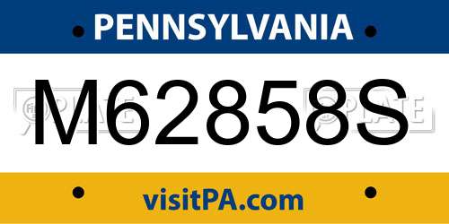 M62858S Pennsylvania License Plate