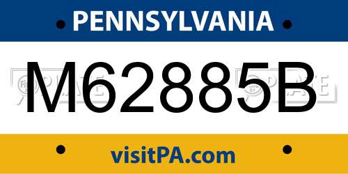 M62885B Pennsylvania License Plate