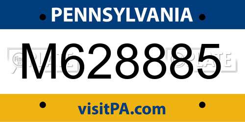M628885 Pennsylvania License Plate