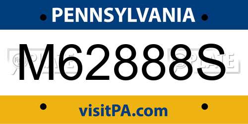 M62888S Pennsylvania License Plate