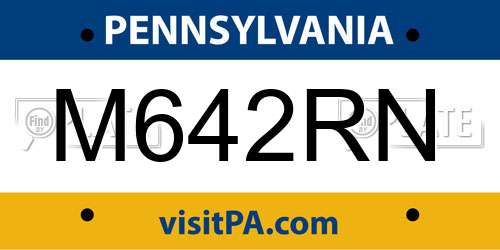 M642RN Pennsylvania License Plate