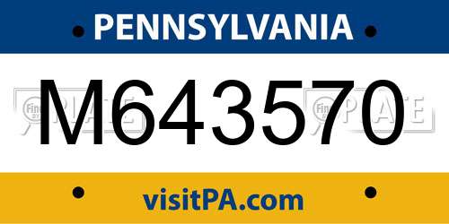 M643570 Pennsylvania License Plate