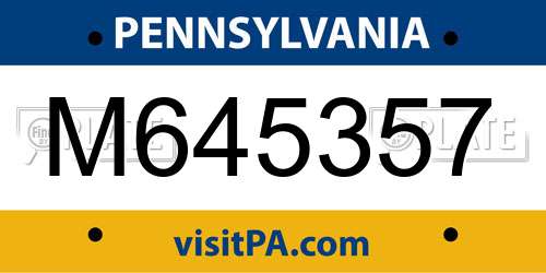 M645357 Pennsylvania License Plate