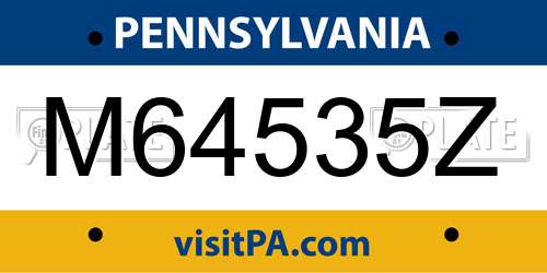 M64535Z Pennsylvania License Plate