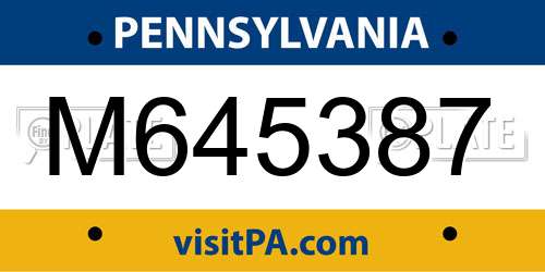 M645387 Pennsylvania License Plate