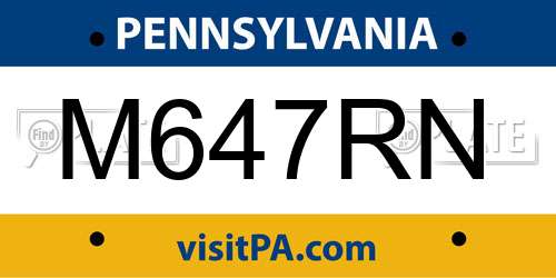 M647RN Pennsylvania License Plate