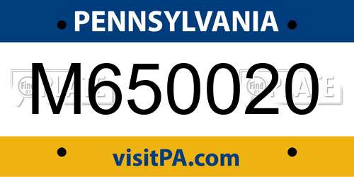 M650020 Pennsylvania License Plate