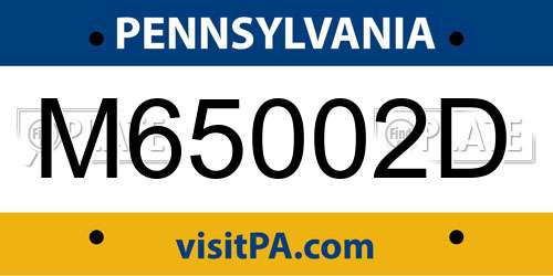 M65002D Pennsylvania License Plate