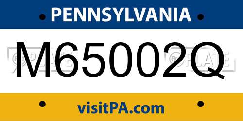 M65002Q Pennsylvania License Plate
