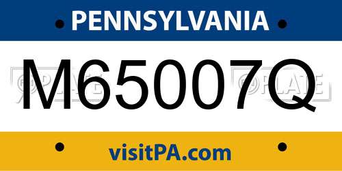 M65007Q Pennsylvania License Plate