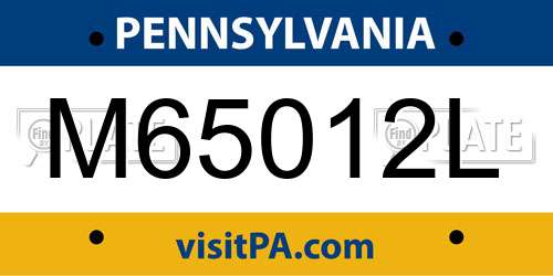 M65012L Pennsylvania License Plate