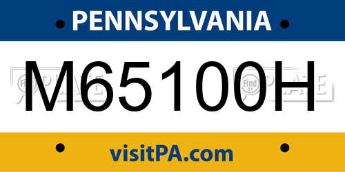 M65100H Pennsylvania License Plate