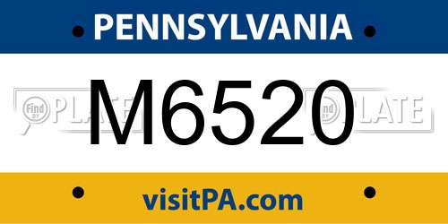 M6520 Pennsylvania License Plate