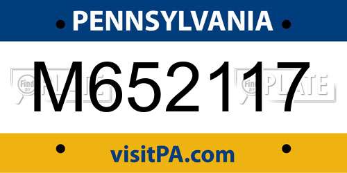 M652117 Pennsylvania License Plate