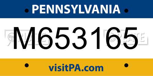 M653165 Pennsylvania License Plate