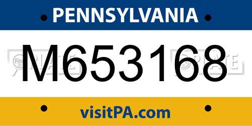 M653168 Pennsylvania License Plate