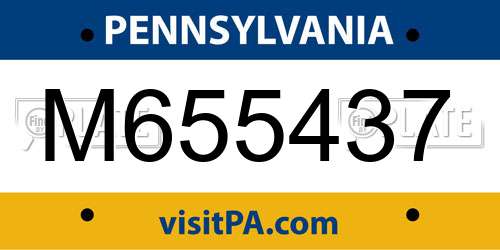 M655437 Pennsylvania License Plate