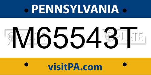 M65543T Pennsylvania License Plate