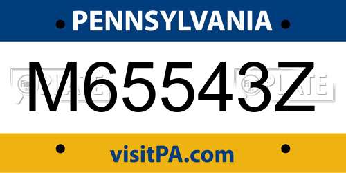 M65543Z Pennsylvania License Plate