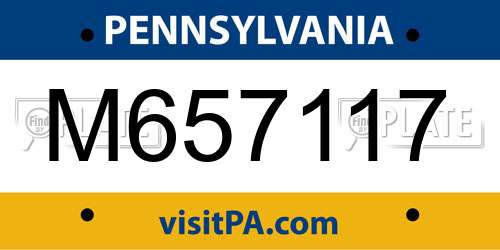 M657117 Pennsylvania License Plate