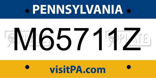 M65711Z Pennsylvania License Plate