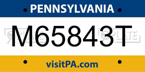 M65843T Pennsylvania License Plate