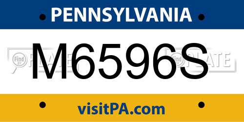 M6596S Pennsylvania License Plate