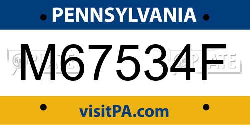 M67534F Pennsylvania License Plate