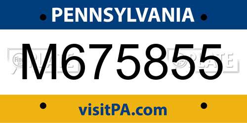 M675855 Pennsylvania License Plate